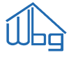 Schriftzug WBG in Dunkelblau, darunter in weiß Wohnungsbaugesellschaft Markkleeberg mbH